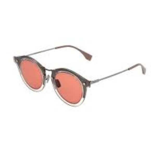FENDI Red/Grey Oval Fendi Print Lenses Sunglasses main image 6